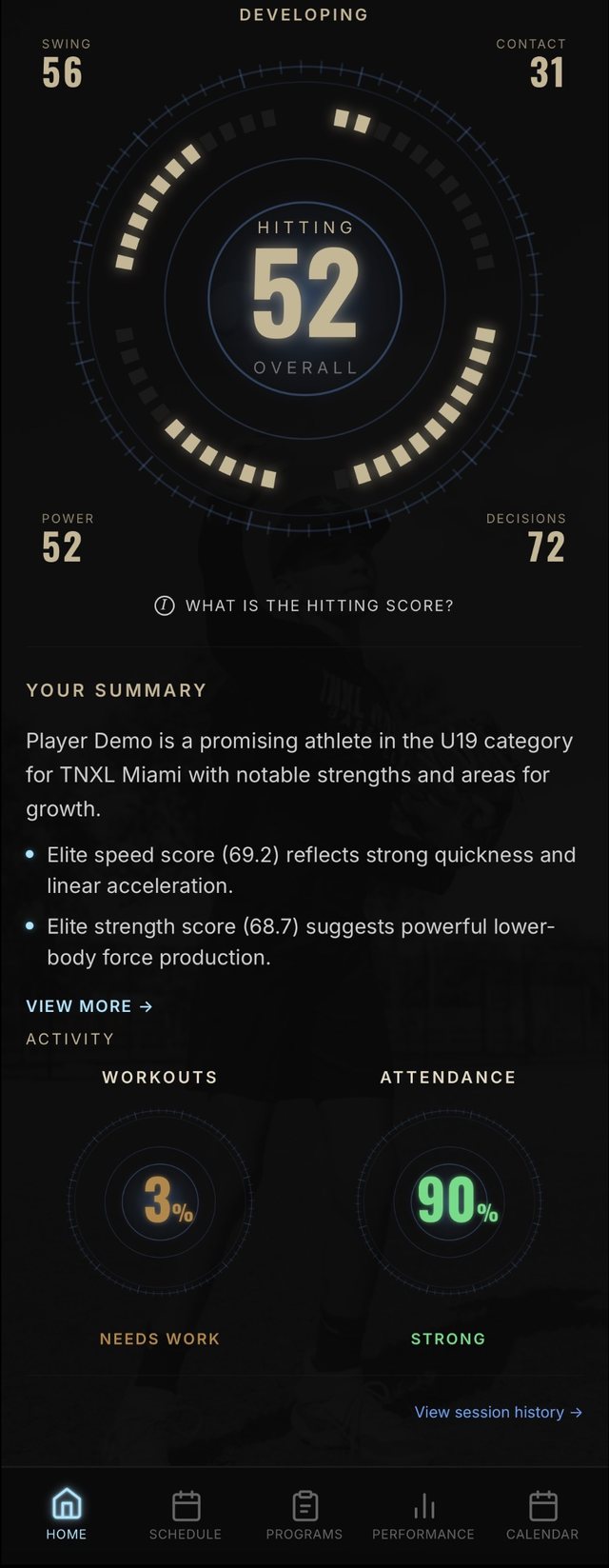 Hitting score screen