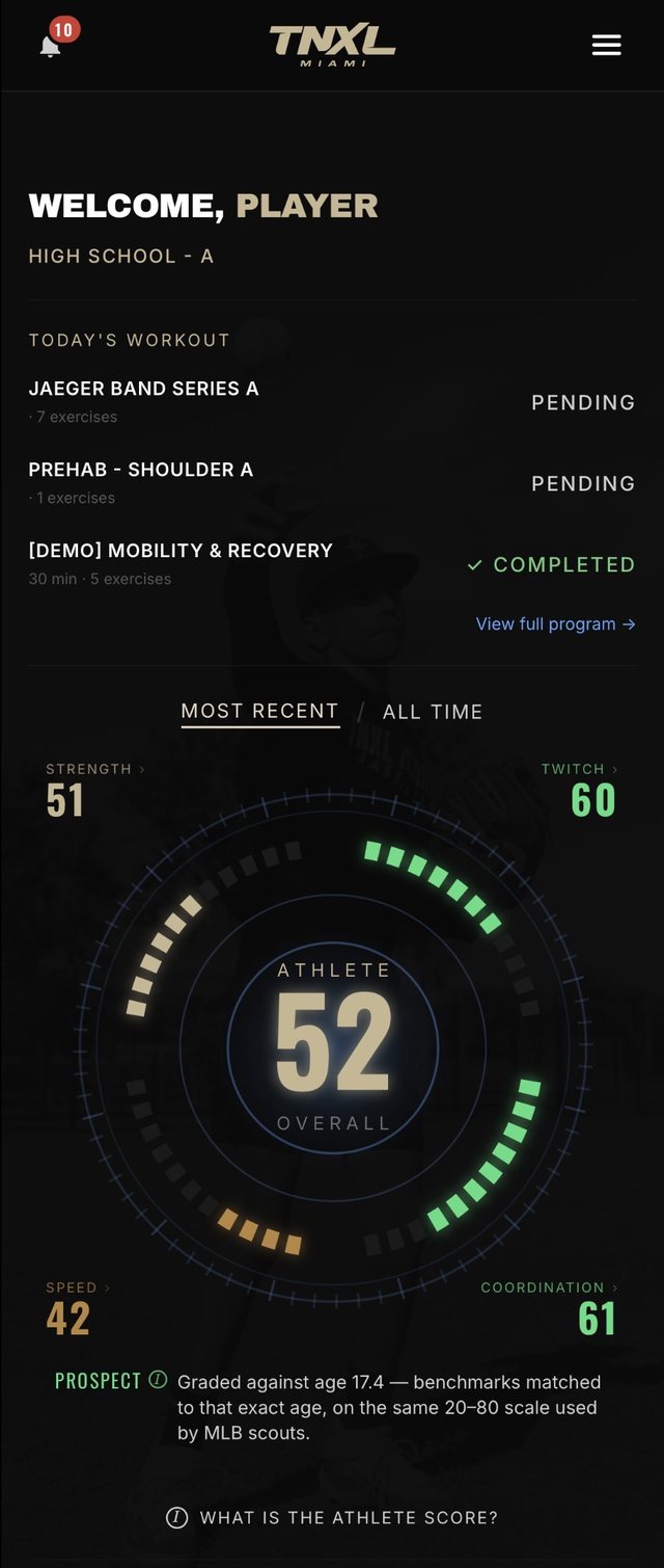 Home screen with the ATHLETE score ring